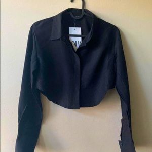 Zara cropped button down shirt
